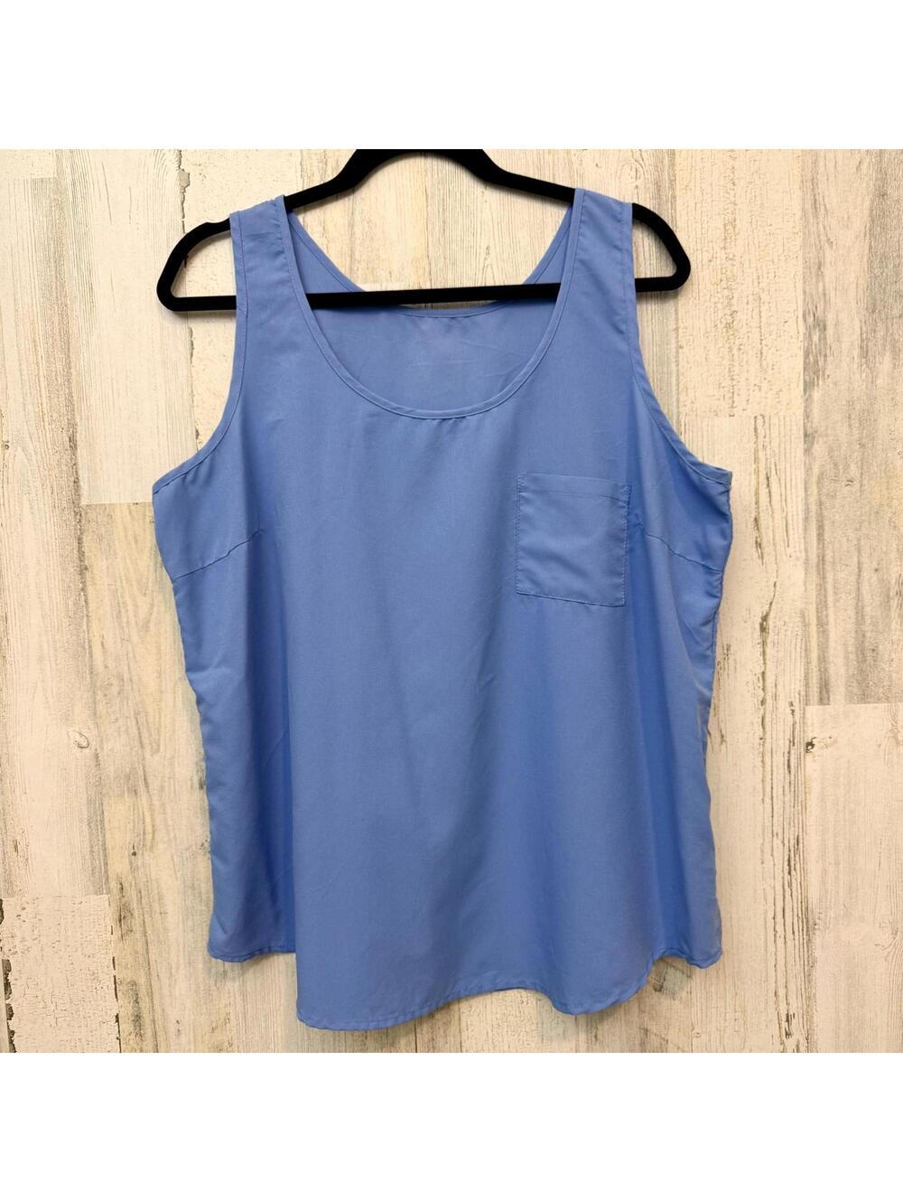 Women’s Size XL (16–18) Blue Sleeveless Pocket Blouse Tank Top